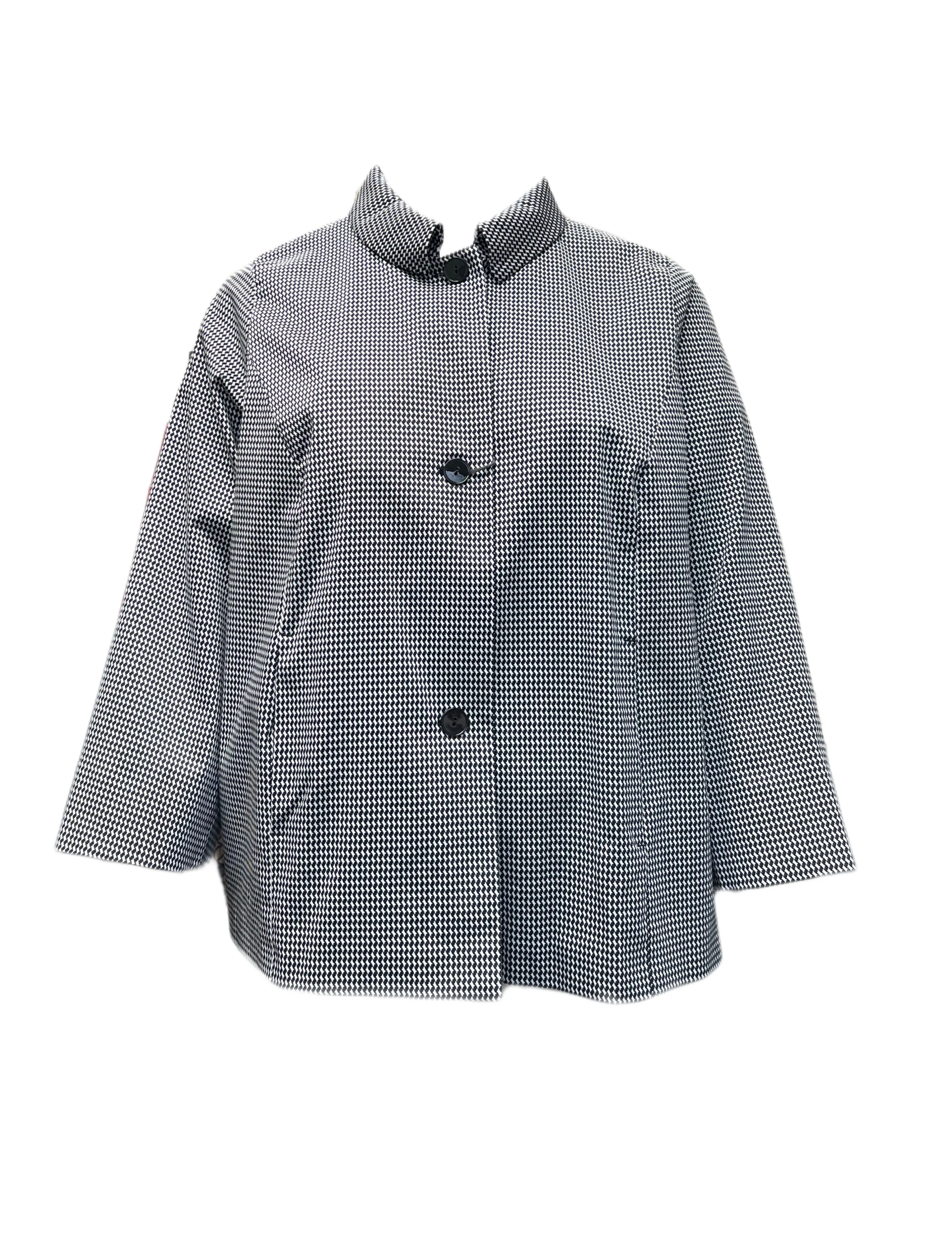 Marina Rinaldi Women's Nero Crema Cropped Jacket NWT