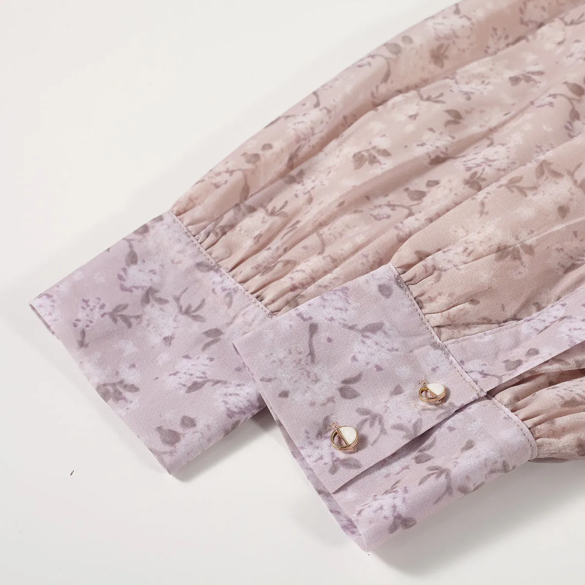 Mauve Moment Print Long Sleeve Draped Blouse