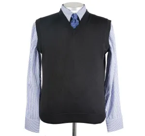 Mens Black Merino Wool Slipover