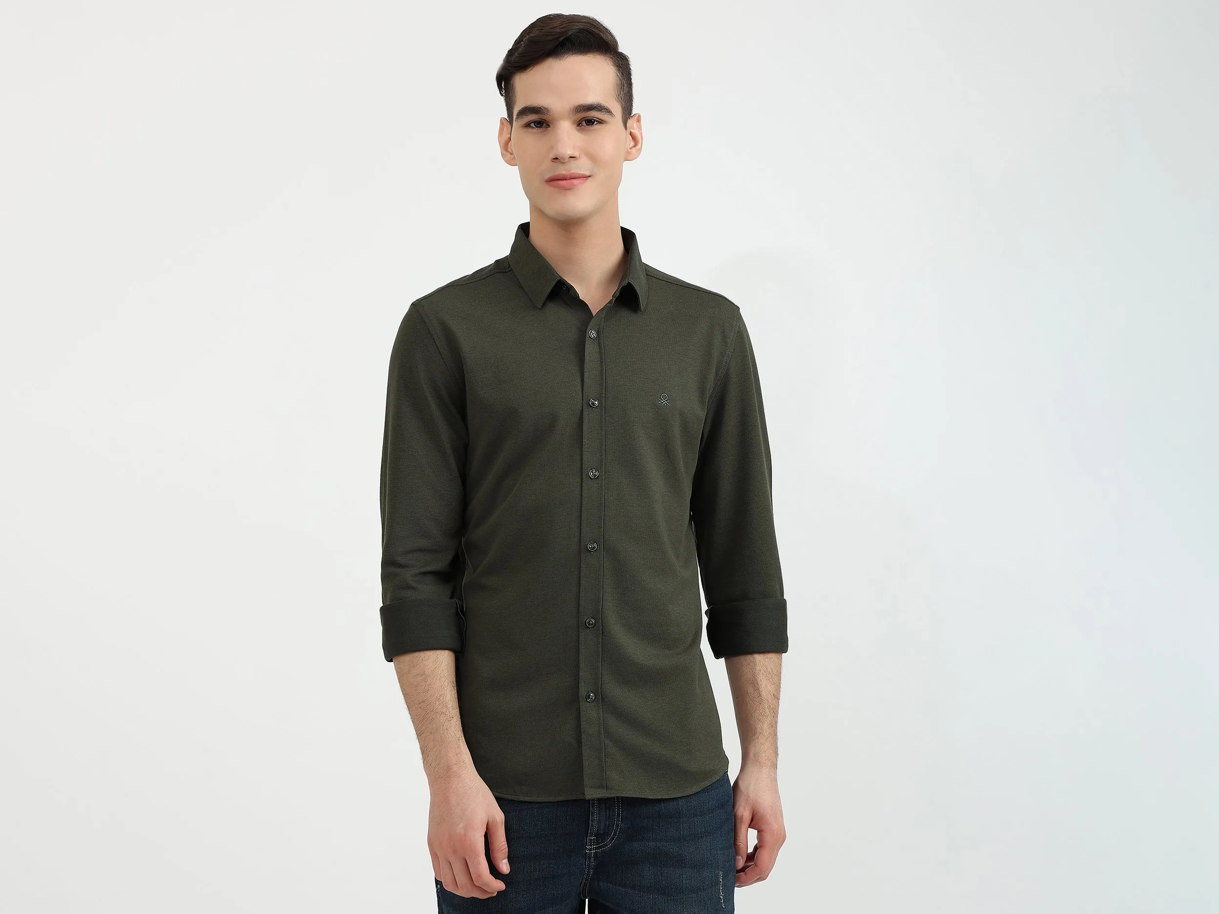 Mens Slim Fit Solid Shirt