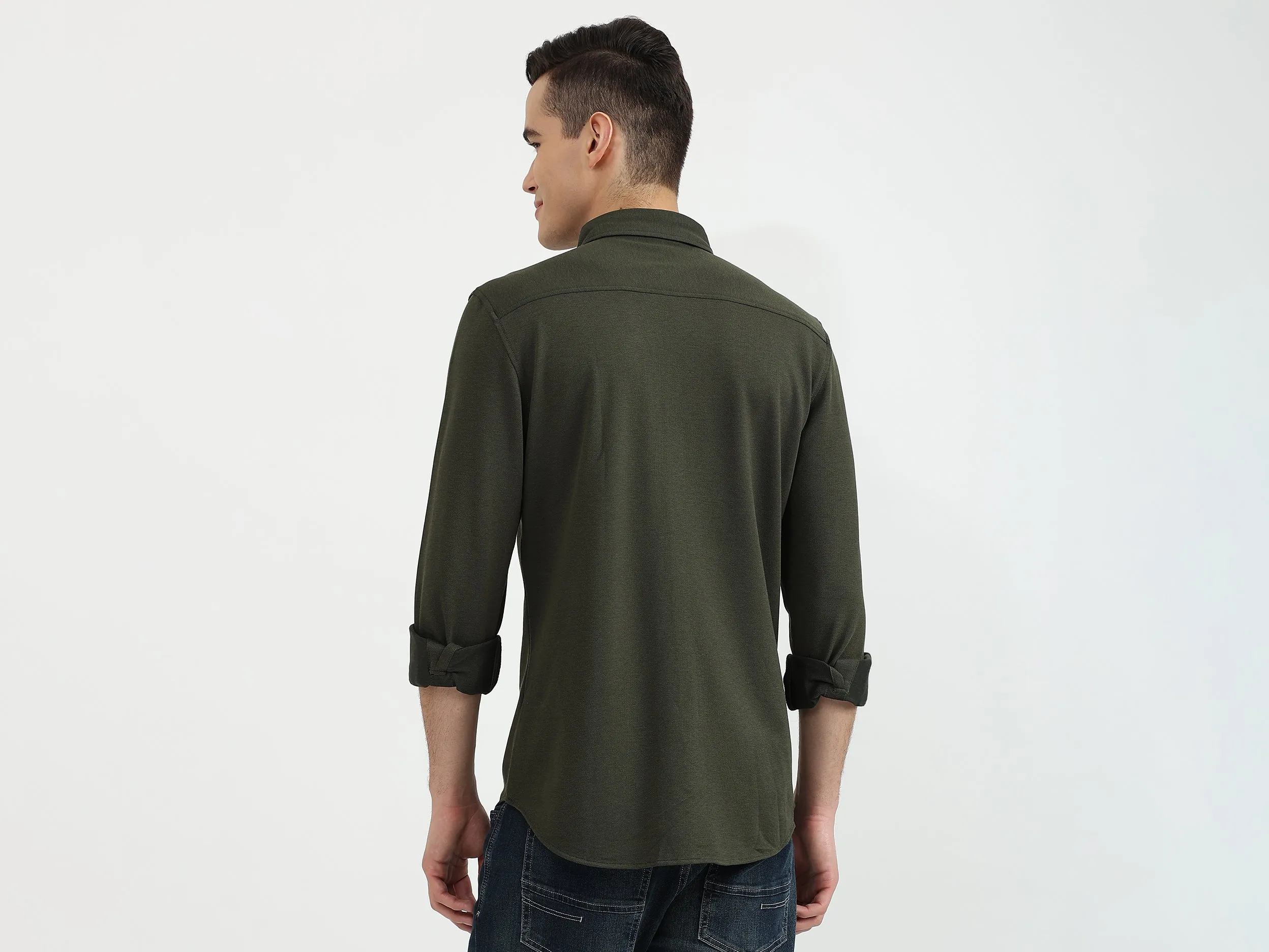 Mens Slim Fit Solid Shirt