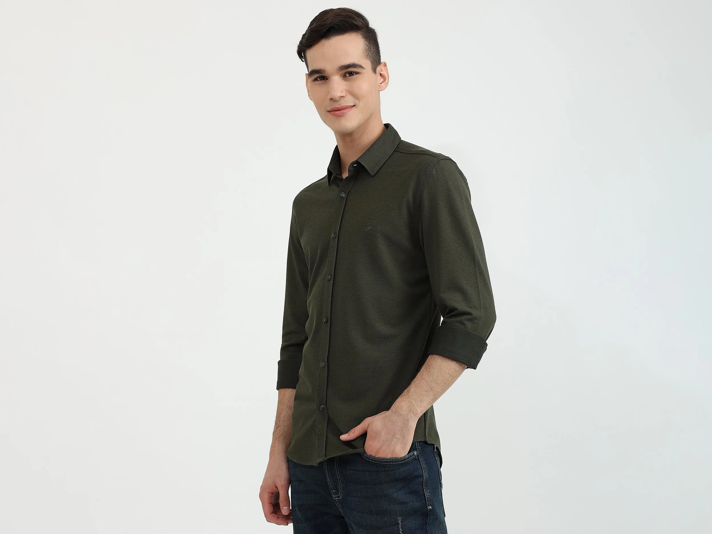 Mens Slim Fit Solid Shirt