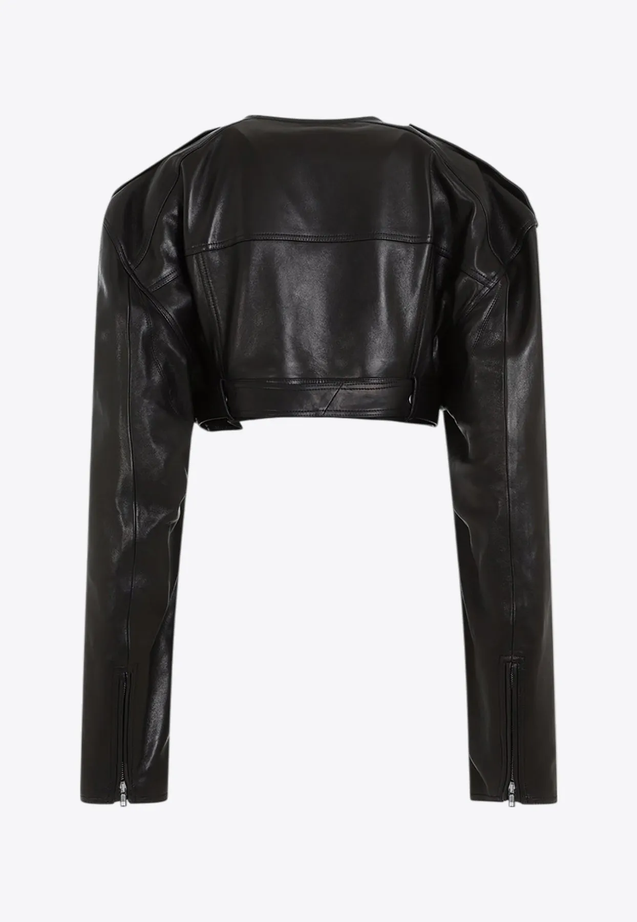 Micro Biker Leather Cropped Jacket
