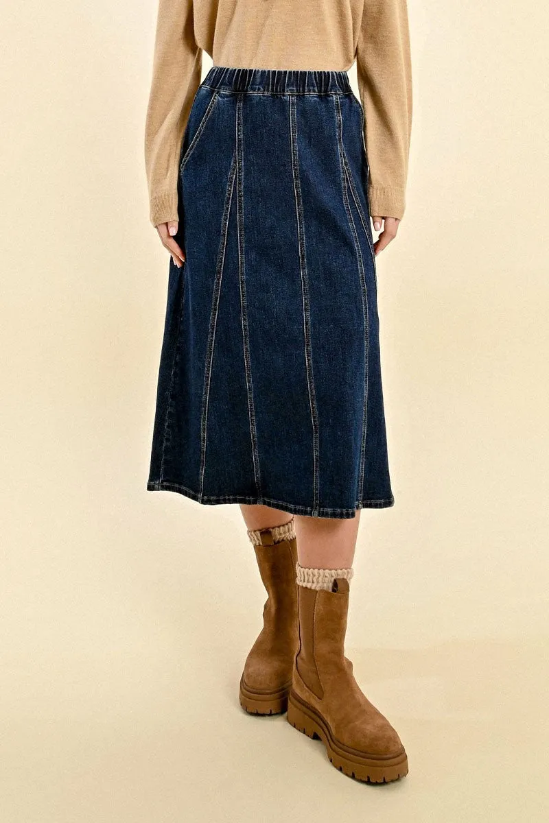 MID-LENGTH DENIM SKIRT