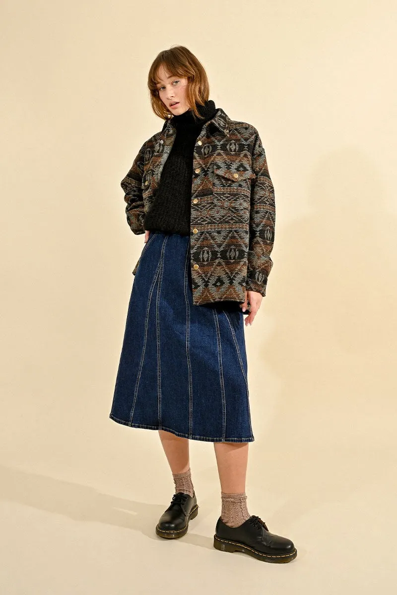MID-LENGTH DENIM SKIRT