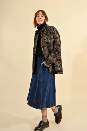 MID-LENGTH DENIM SKIRT