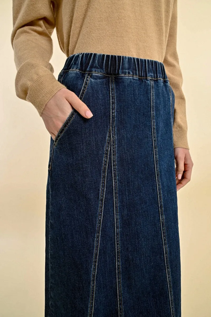 MID-LENGTH DENIM SKIRT