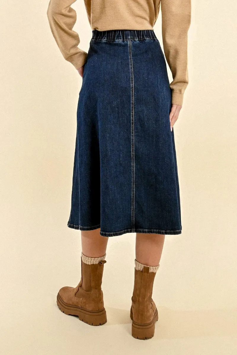 MID-LENGTH DENIM SKIRT