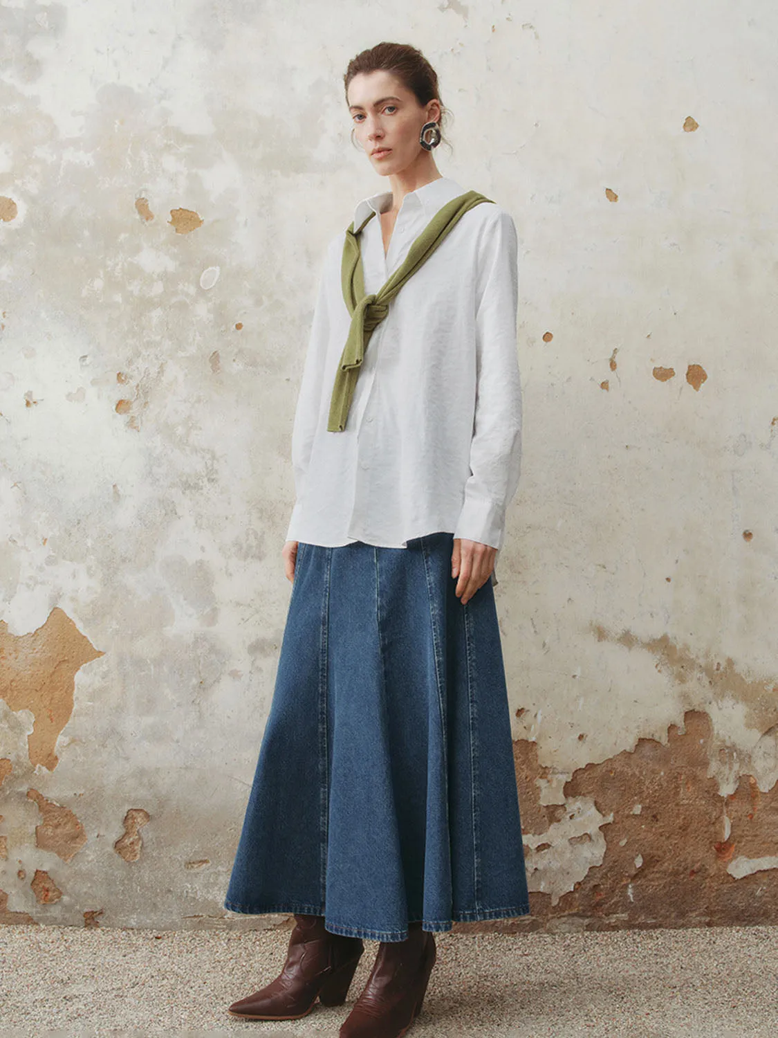 Mid-Length Denim Skirts