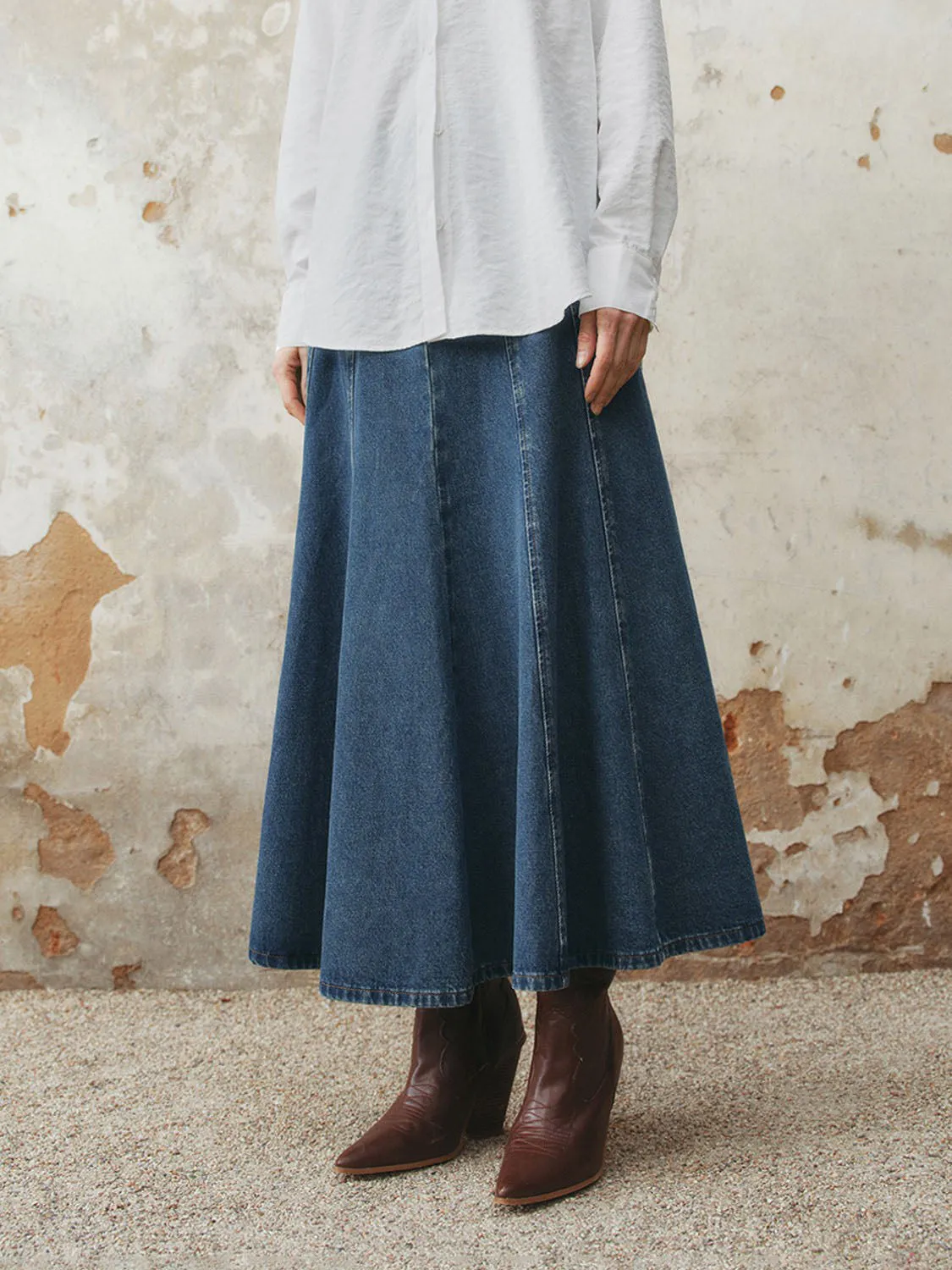 Mid-Length Denim Skirts