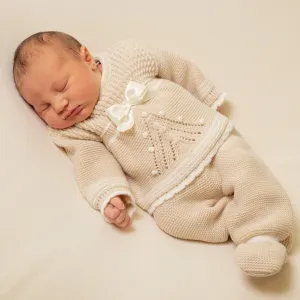 Millie & Ralph Beige Bow Set