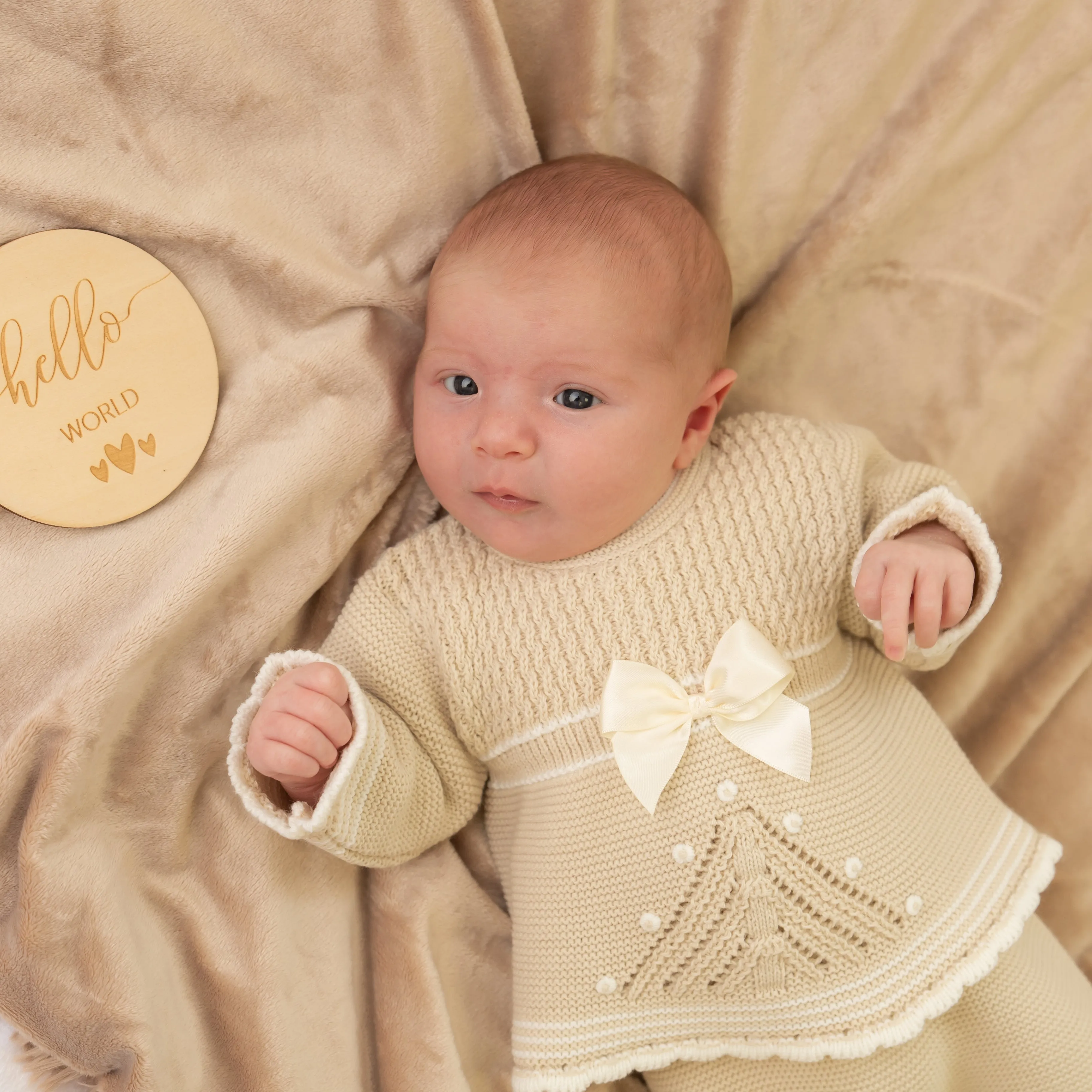 Millie & Ralph Beige Bow Set
