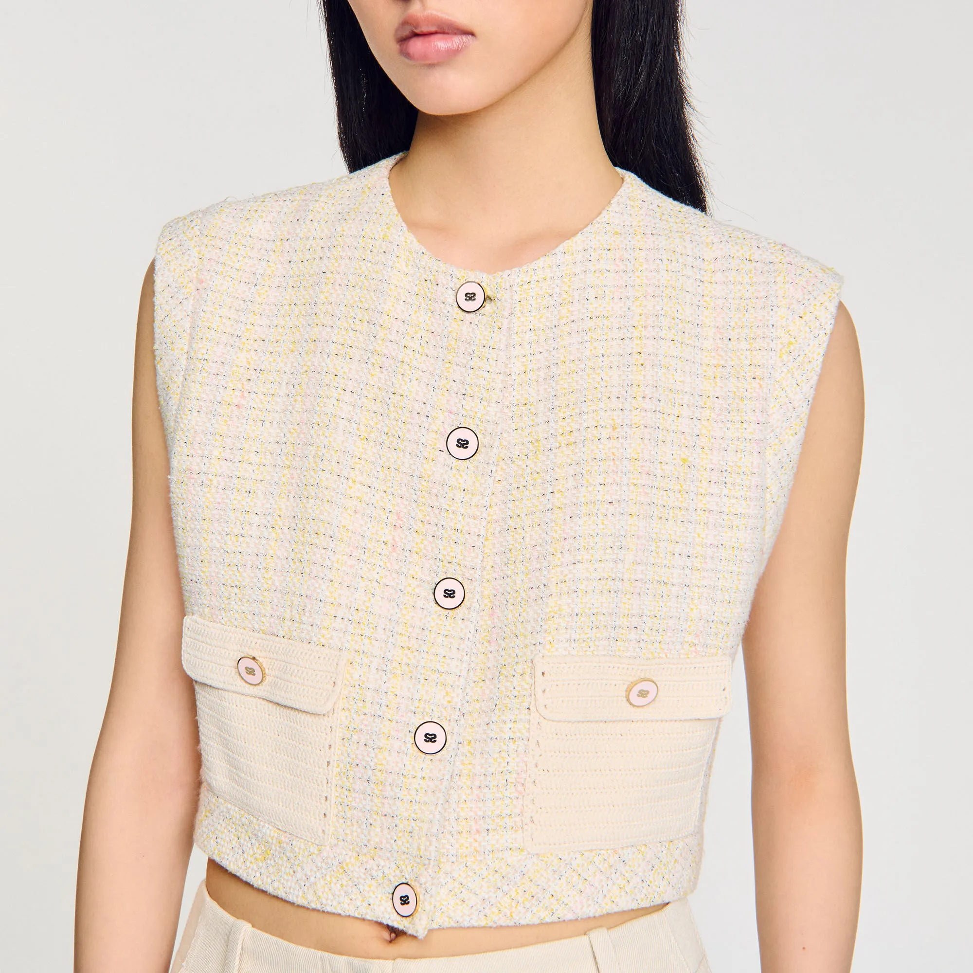 Mimosa Decorative Tweed Jacket Yellow / Ecru