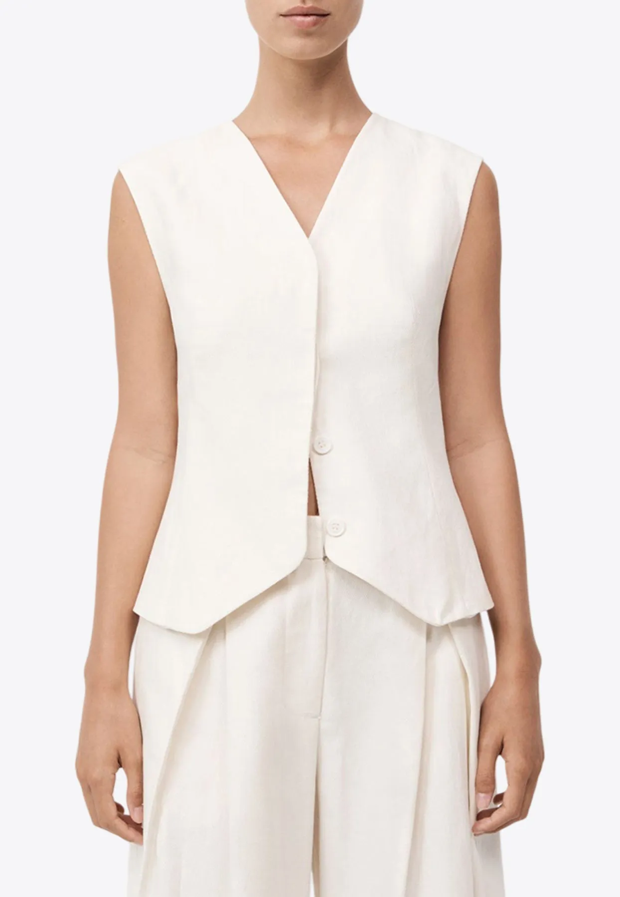 Minimal Single-Breasted Tailored Vest