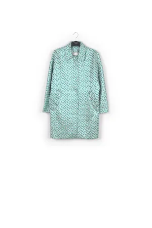 Mint green clover-print single-breasted coat