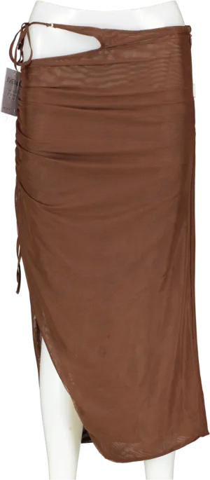 Mistress Rocks Brown Cut Out Skirt UK S