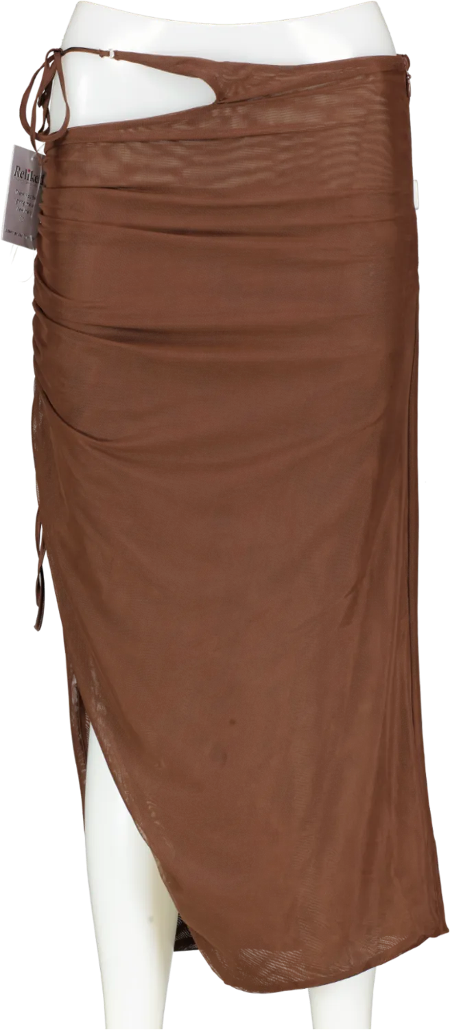Mistress Rocks Brown Cut Out Skirt UK S