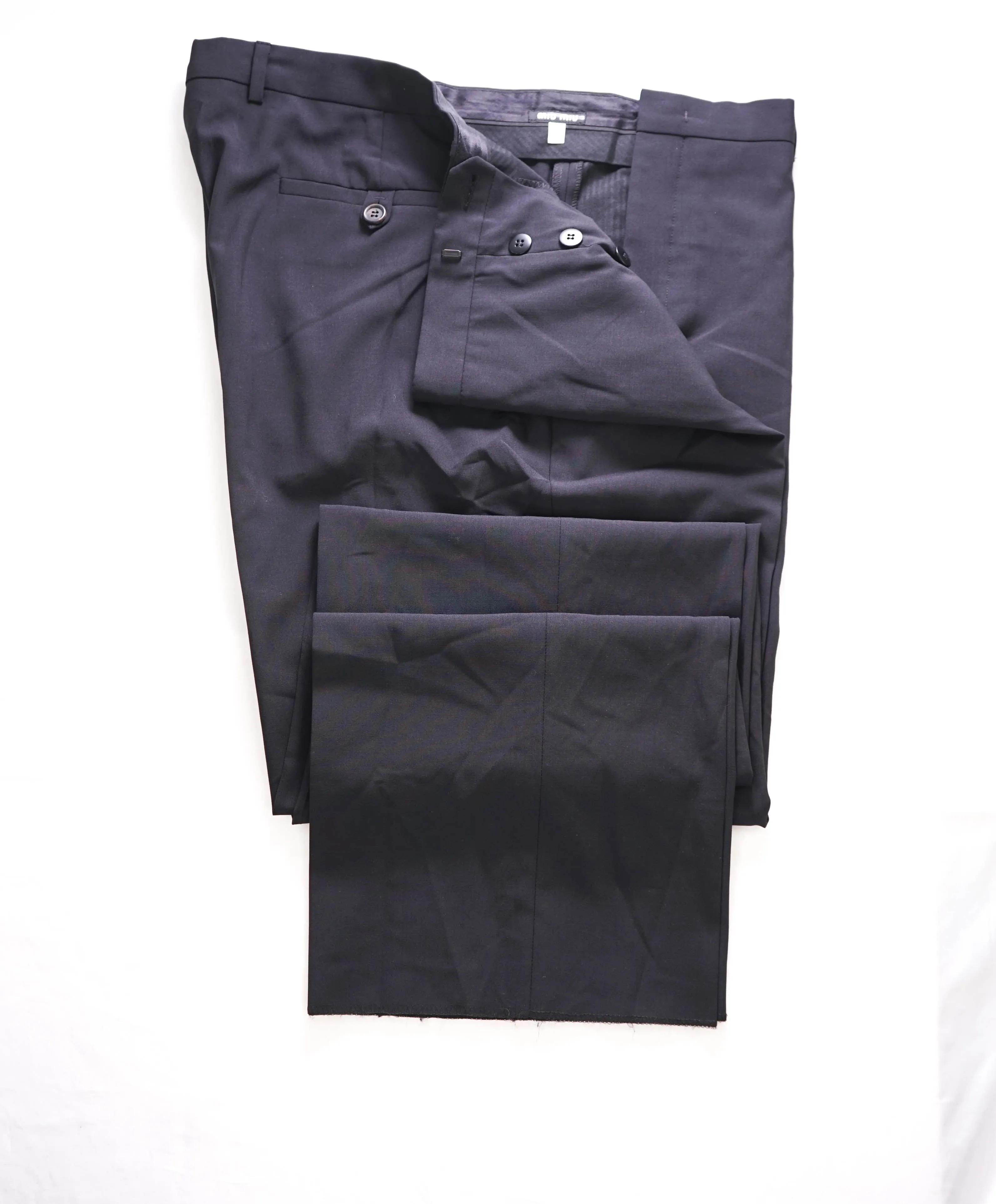 MIU MIU - Solid Black Premium Wool Blend Flat Front Dress Pants - 38W