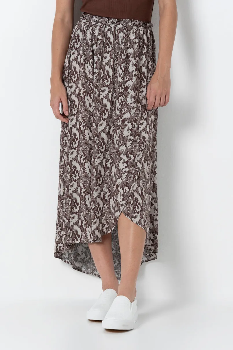 Mock Wrap Frill Skirt _ 157826 _ Brown