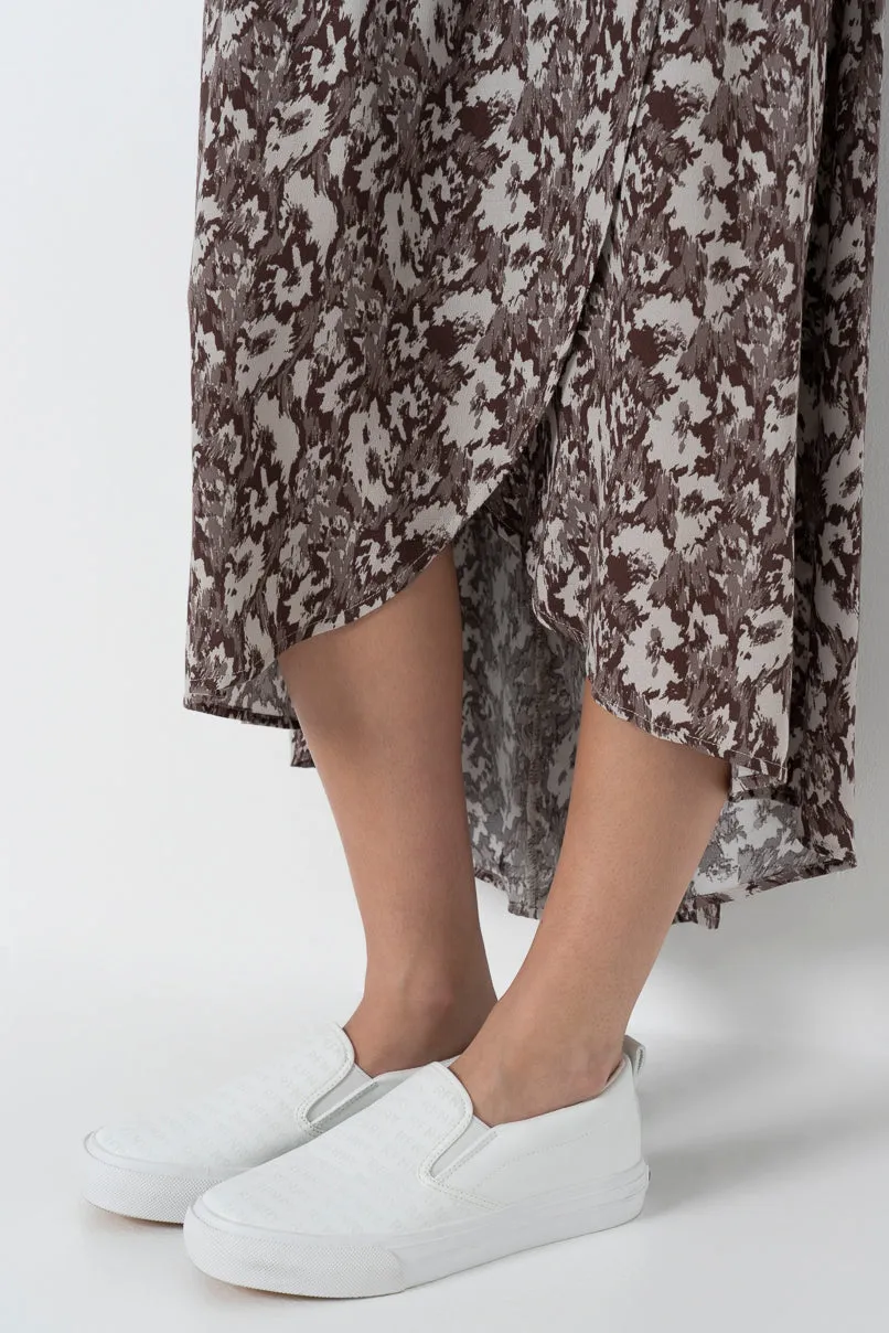 Mock Wrap Frill Skirt _ 157826 _ Brown