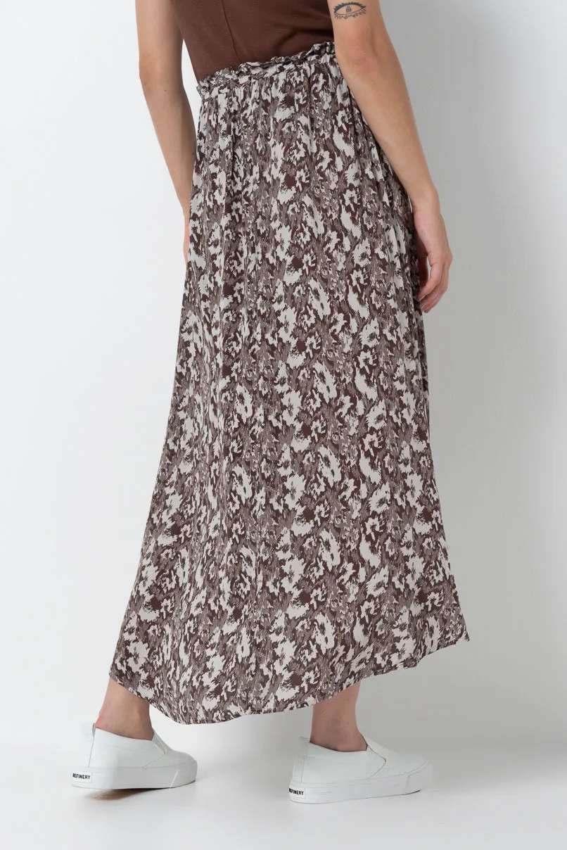 Mock Wrap Frill Skirt _ 157826 _ Brown