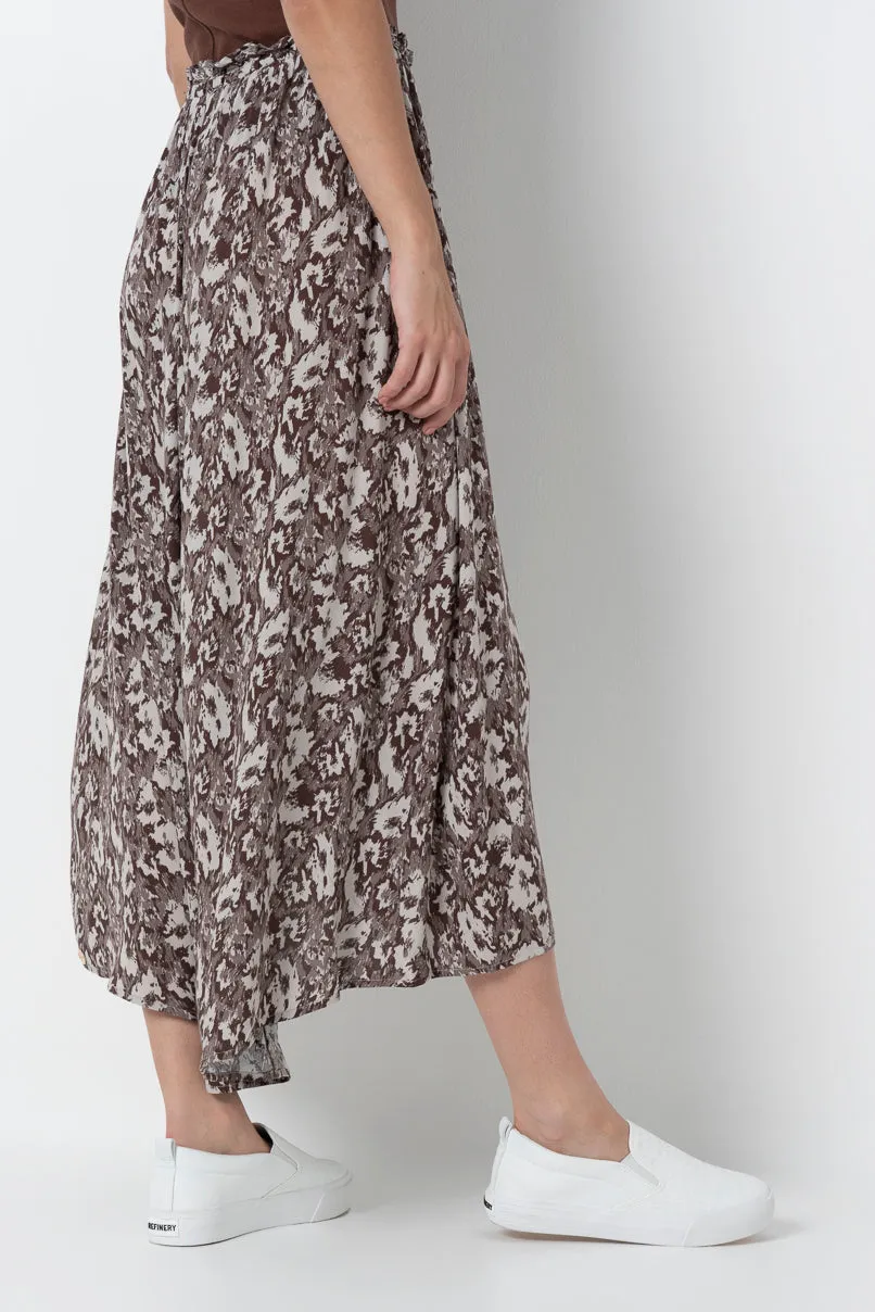 Mock Wrap Frill Skirt _ 157826 _ Brown