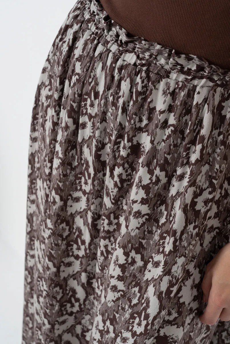 Mock Wrap Frill Skirt _ 157826 _ Brown