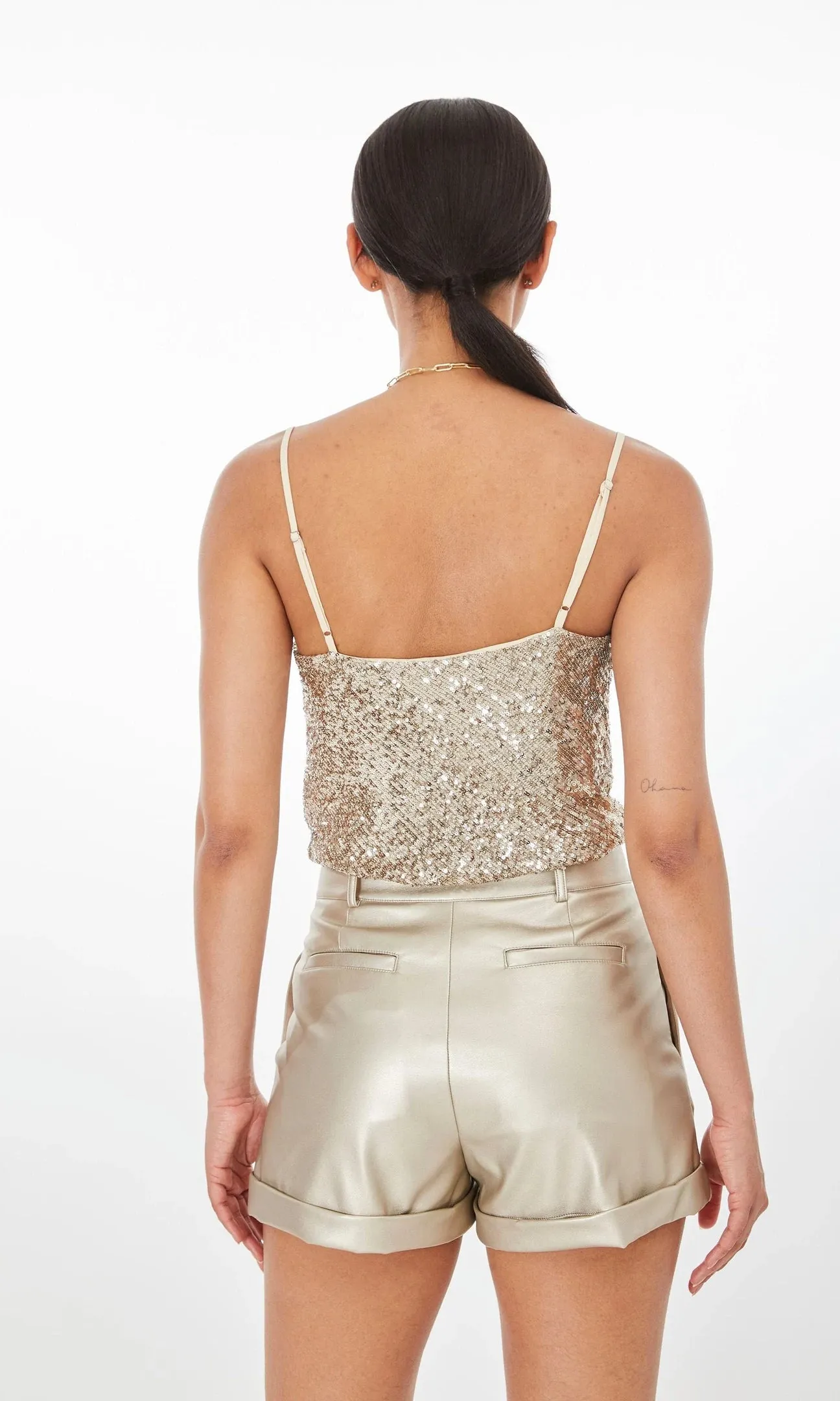 Monet Cami - Pale Gold Sequin