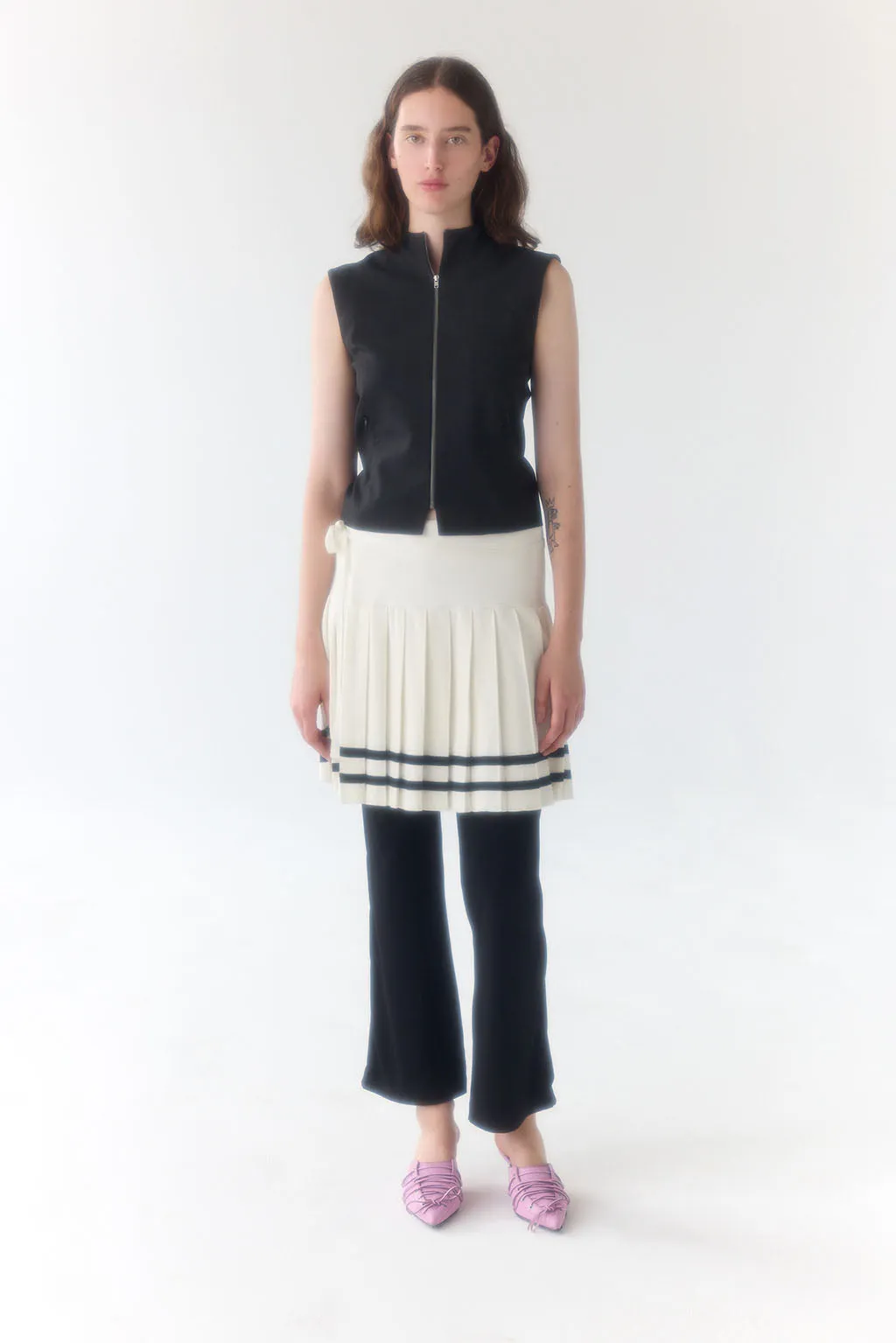 Muse Knit Pleat Skirt // White
