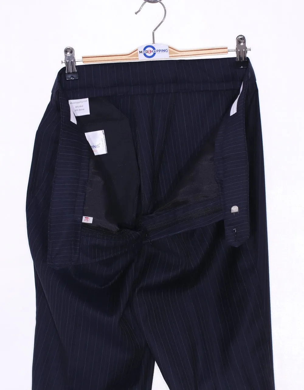 Navy Blue Pinstripe Double Breasted Suit