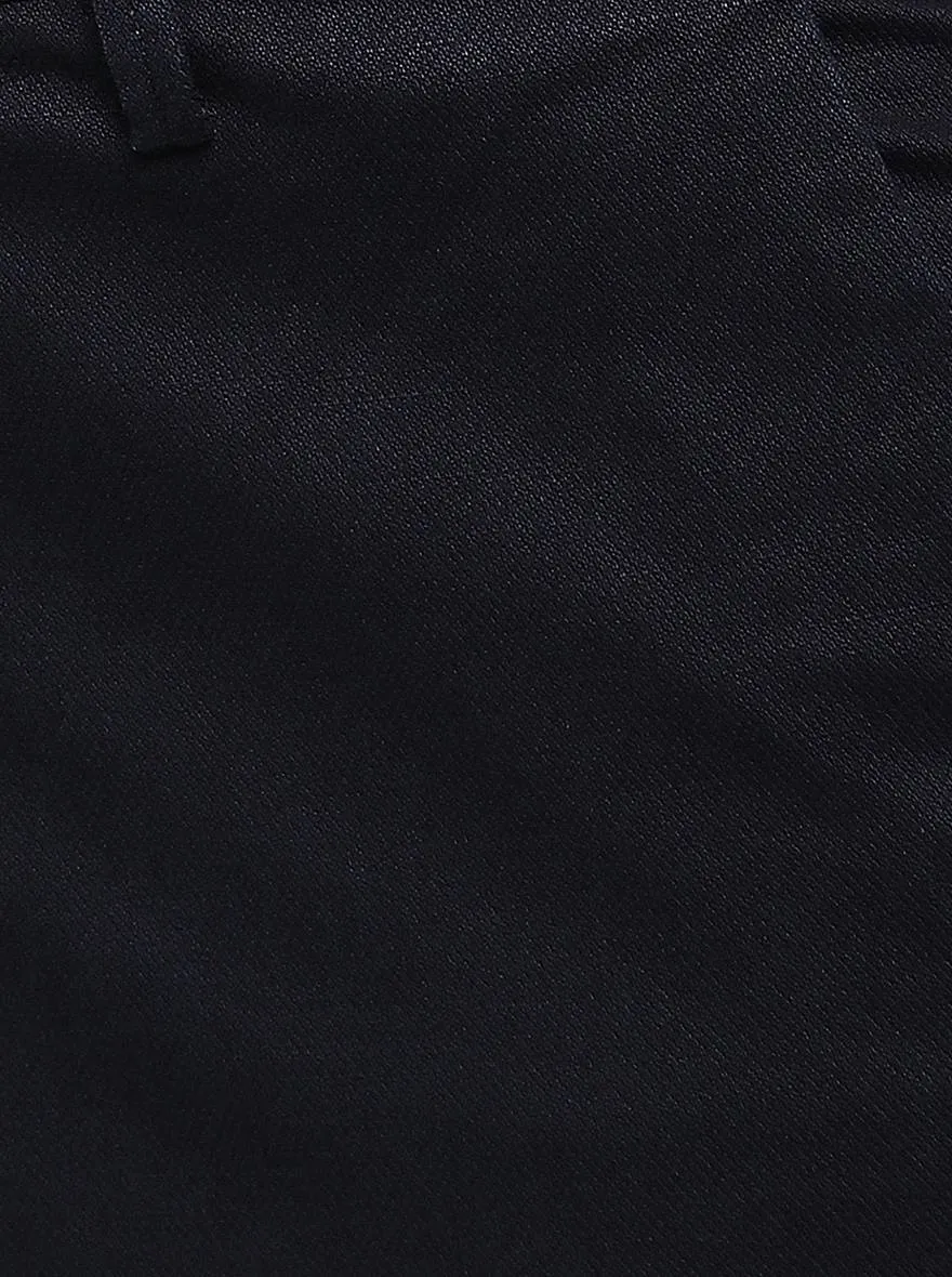 Navy Blue Solid Slim Fit Casual Trouser | JadeBlue