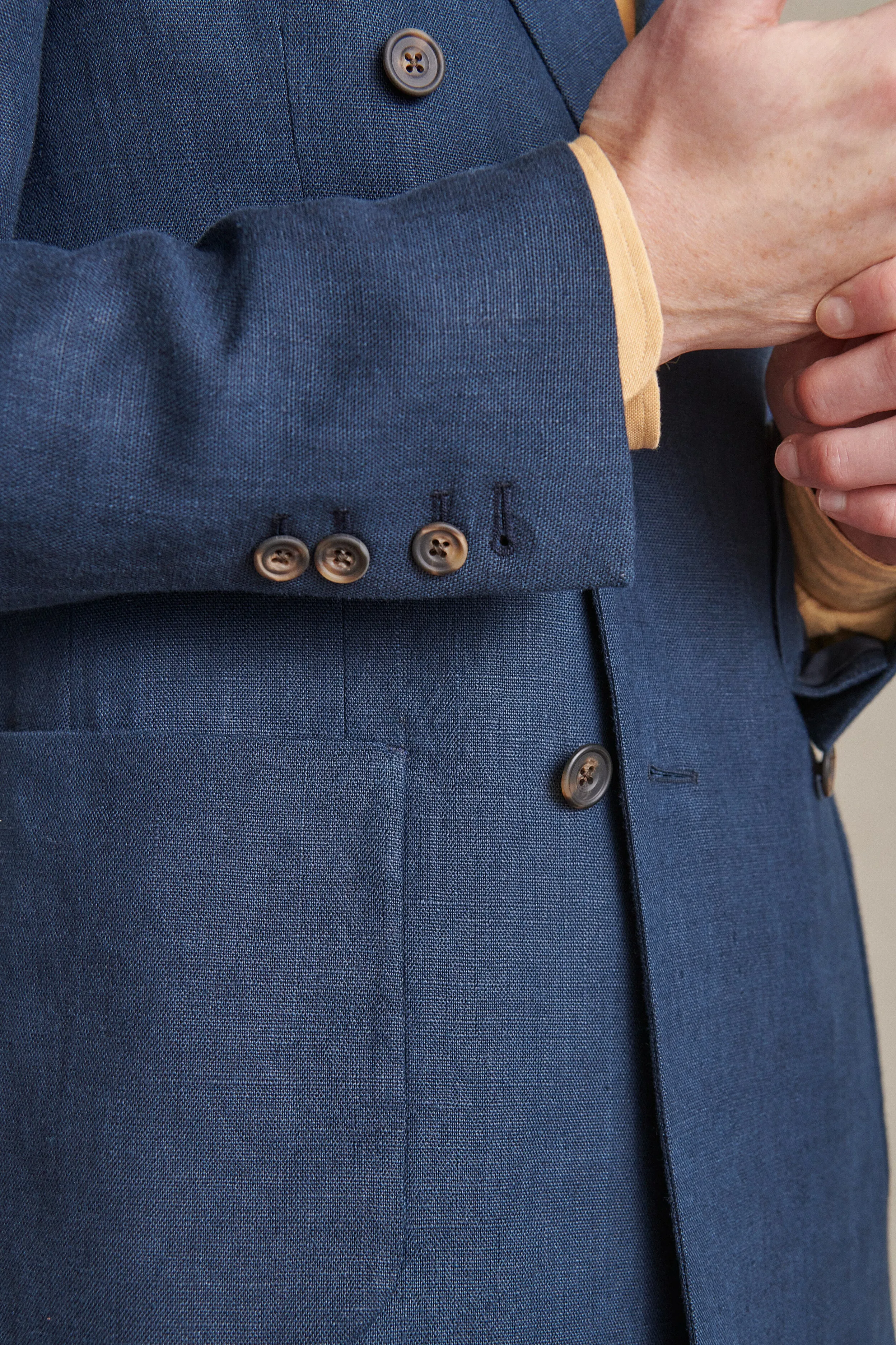 Navy Double Breasted Linen Jacket