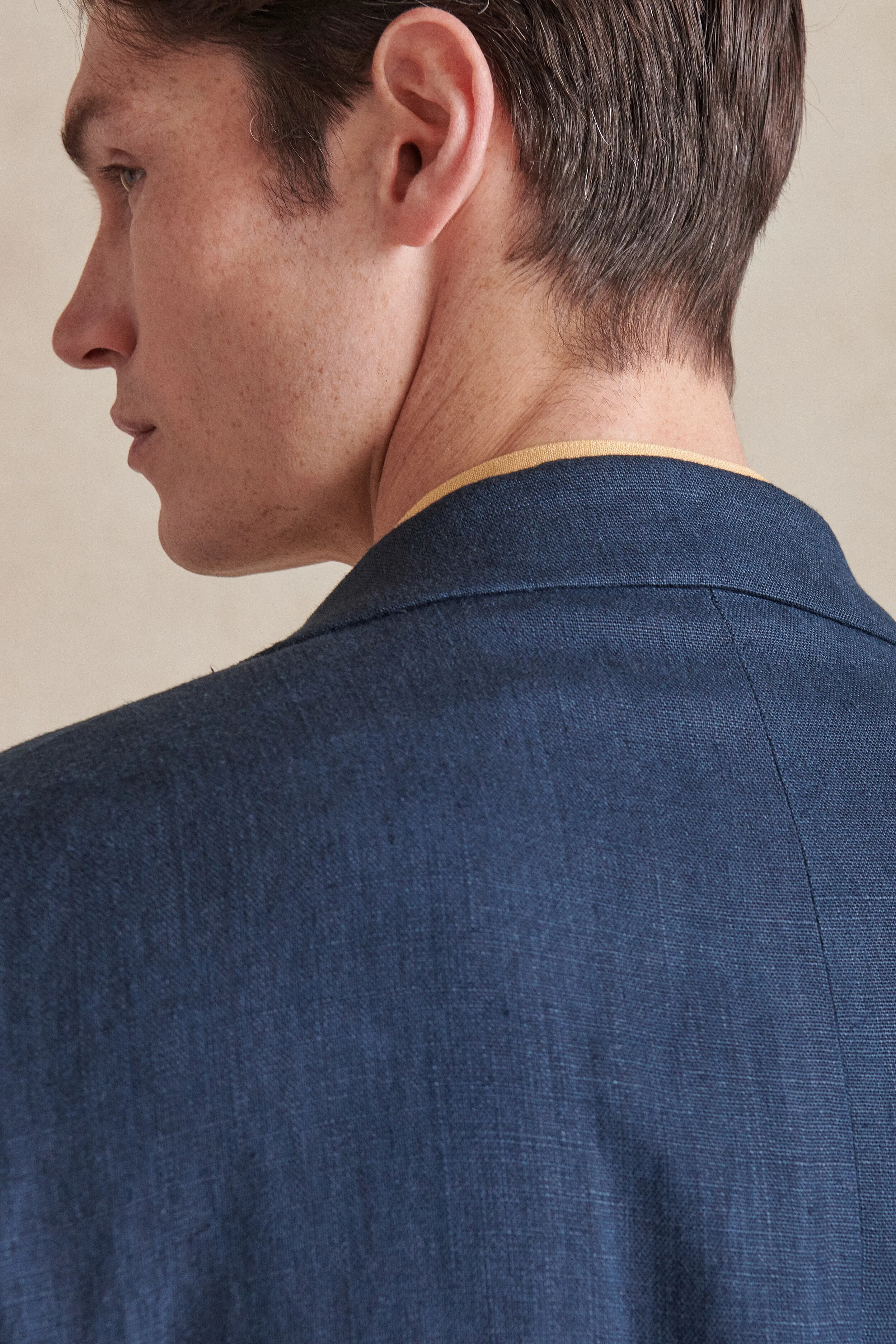 Navy Double Breasted Linen Jacket