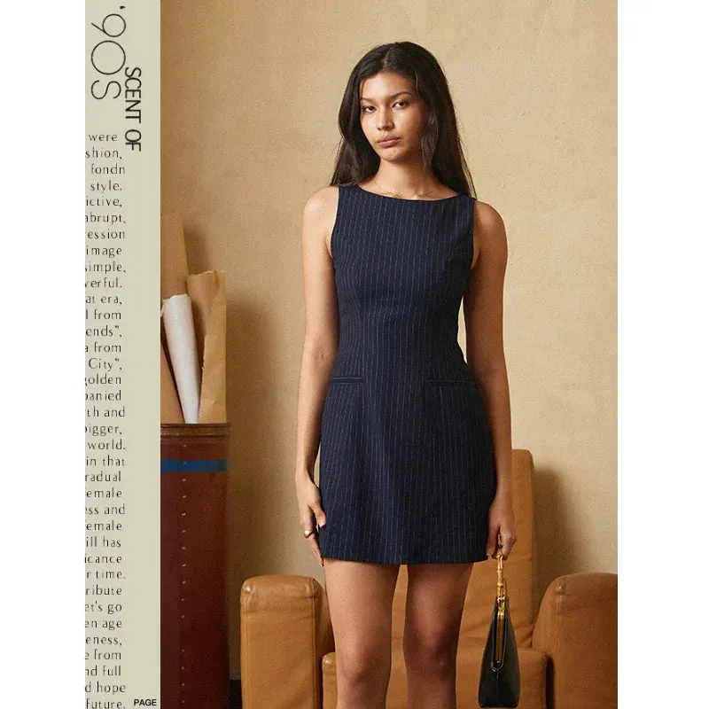 Navy Pinstripe Blazer and Dress Set