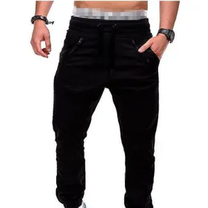 New Design Casual Men Pants Fashion Zipper Pocket Trousers Solid Joggers Mens Plus Size Sweat Pant Pantalon Homme MY108