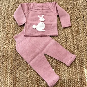 New In Artesania Granlei Bunny Rosa Knitted 2 Piece Set