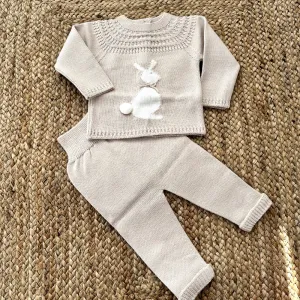 New In Artesania Granlei Bunny Sand Knitted 2 Piece Set
