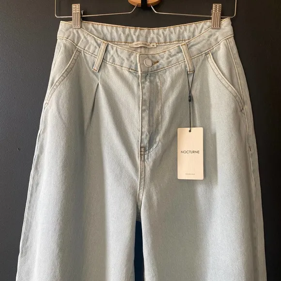 Nocturne Pleated High Waist Mom Jean Trousers NEW Medium