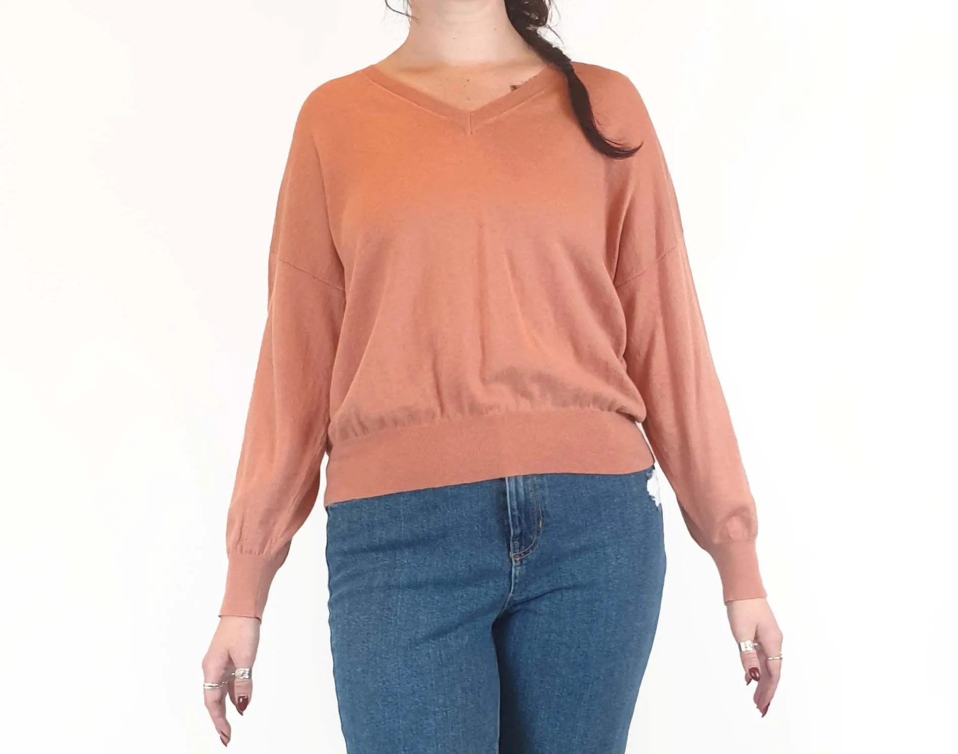 Obus orange wool mix jumper size 2 (best fits size 12)