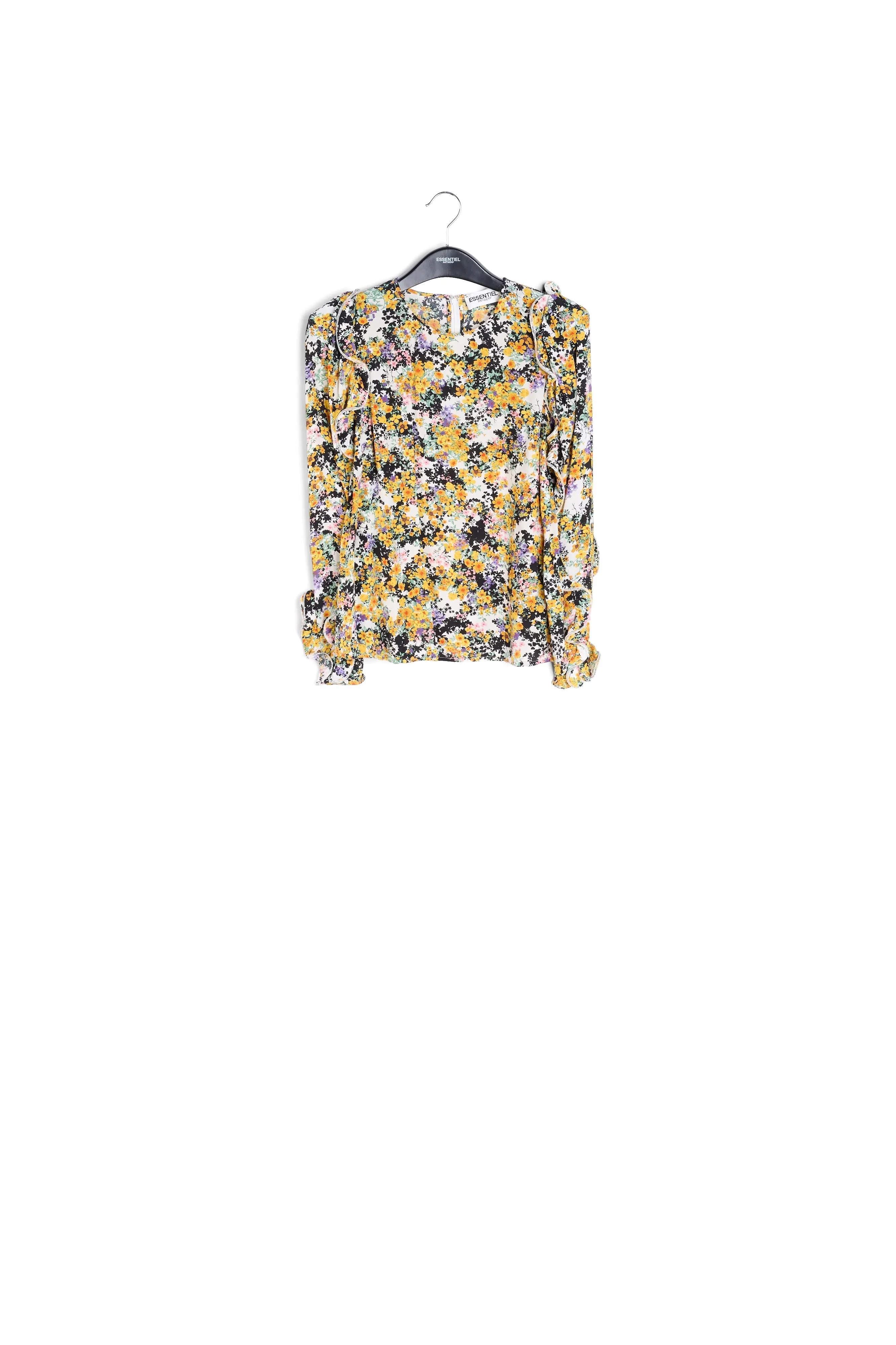 Off-white ruffled floral-print top