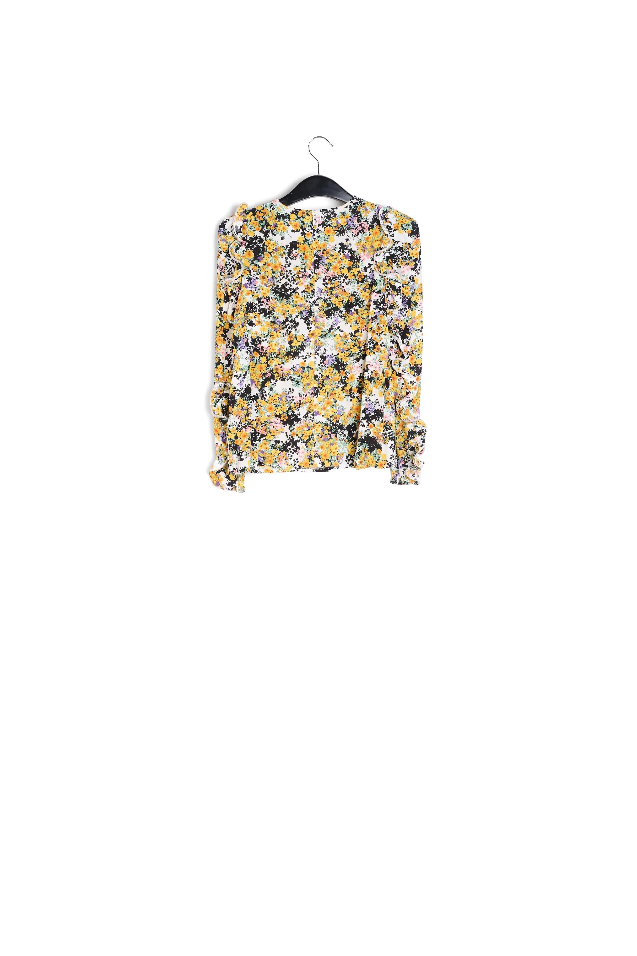 Off-white ruffled floral-print top