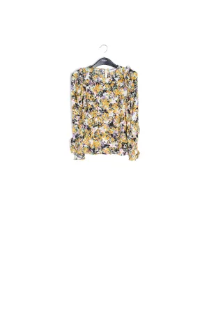 Off-white ruffled floral-print top