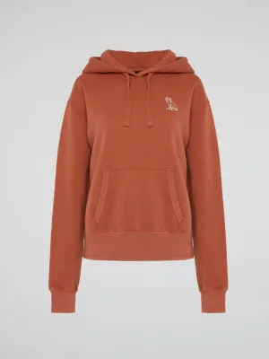 Orange Garment Dye Crop Top Hoodie