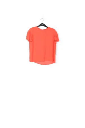 Orange ruffled short-sleeve top