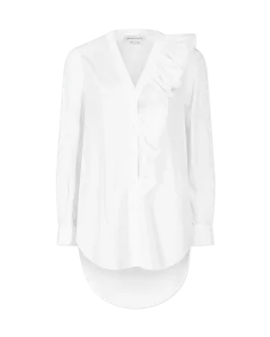 Organic Poplin Asymmetrical Ruffled Shirt