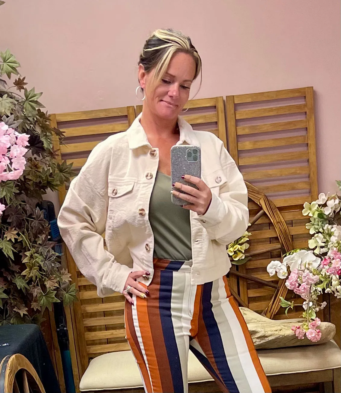 Oversized Cropped Corduroy Jacket
