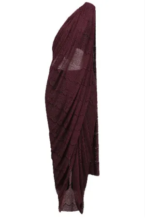 OXBLOOD LACE SARI DRAPE