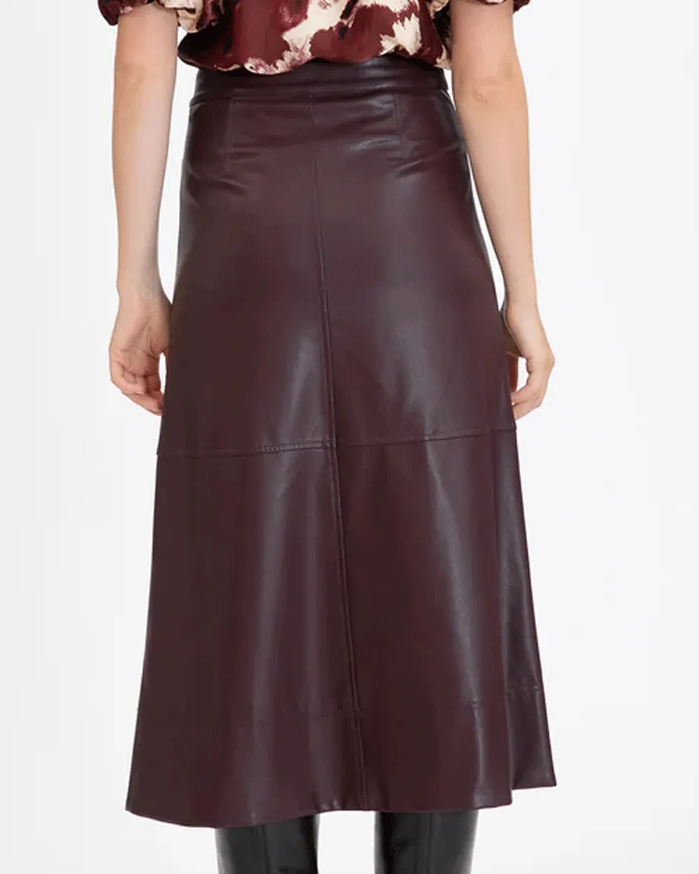 Oxblood Vegan Leather Skirt