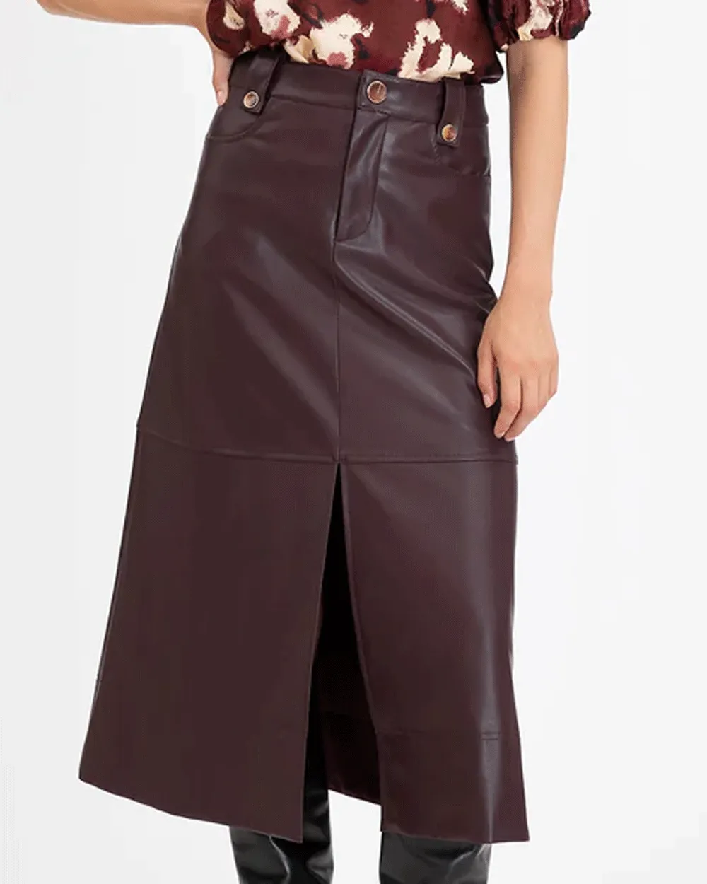 Oxblood Vegan Leather Skirt