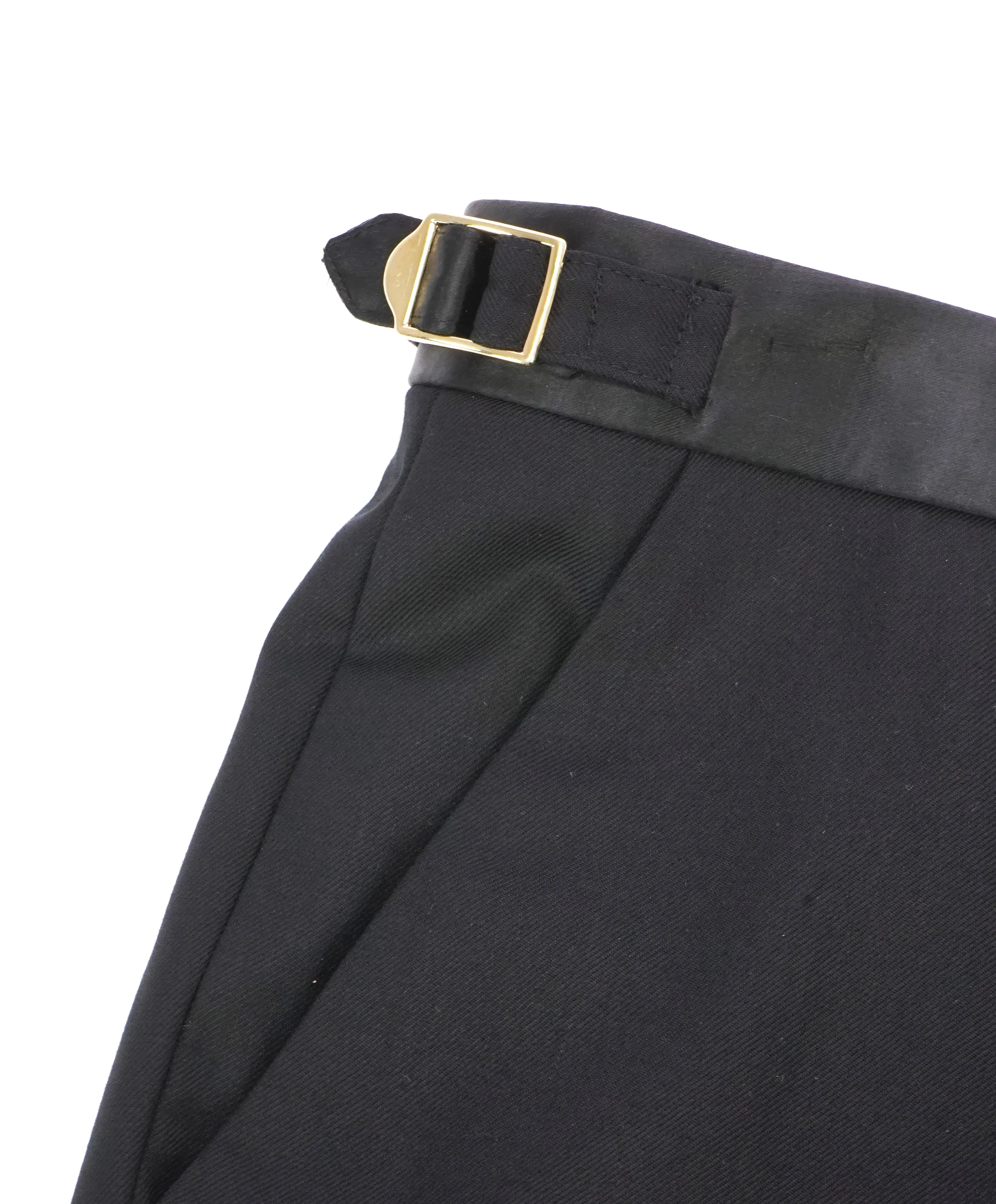 PAUL SMITH - GOLD SIDE-TABS Black Tux. Side Stripe Wool Pants - 32W